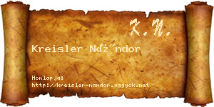 Kreisler Nándor névjegykártya